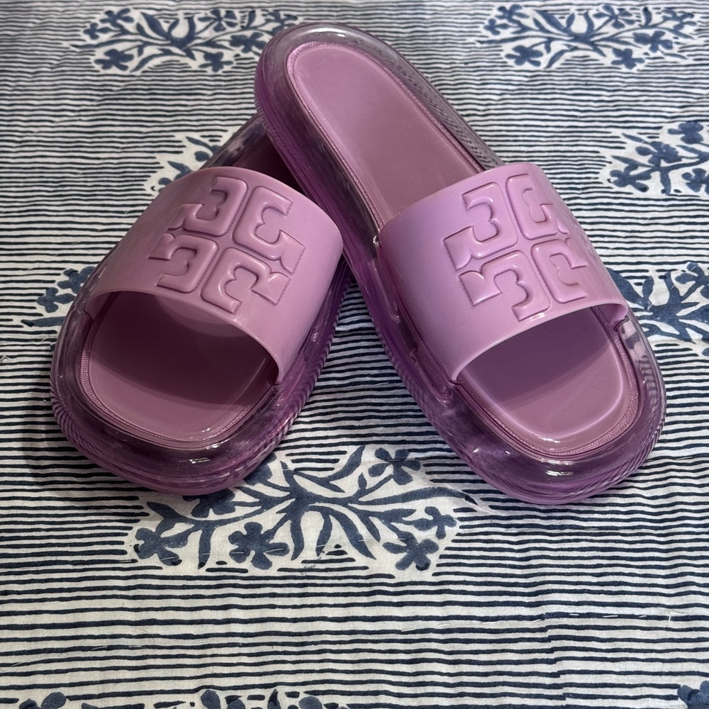 Tory Burch Bubble Jelly Purple Slide Sandals